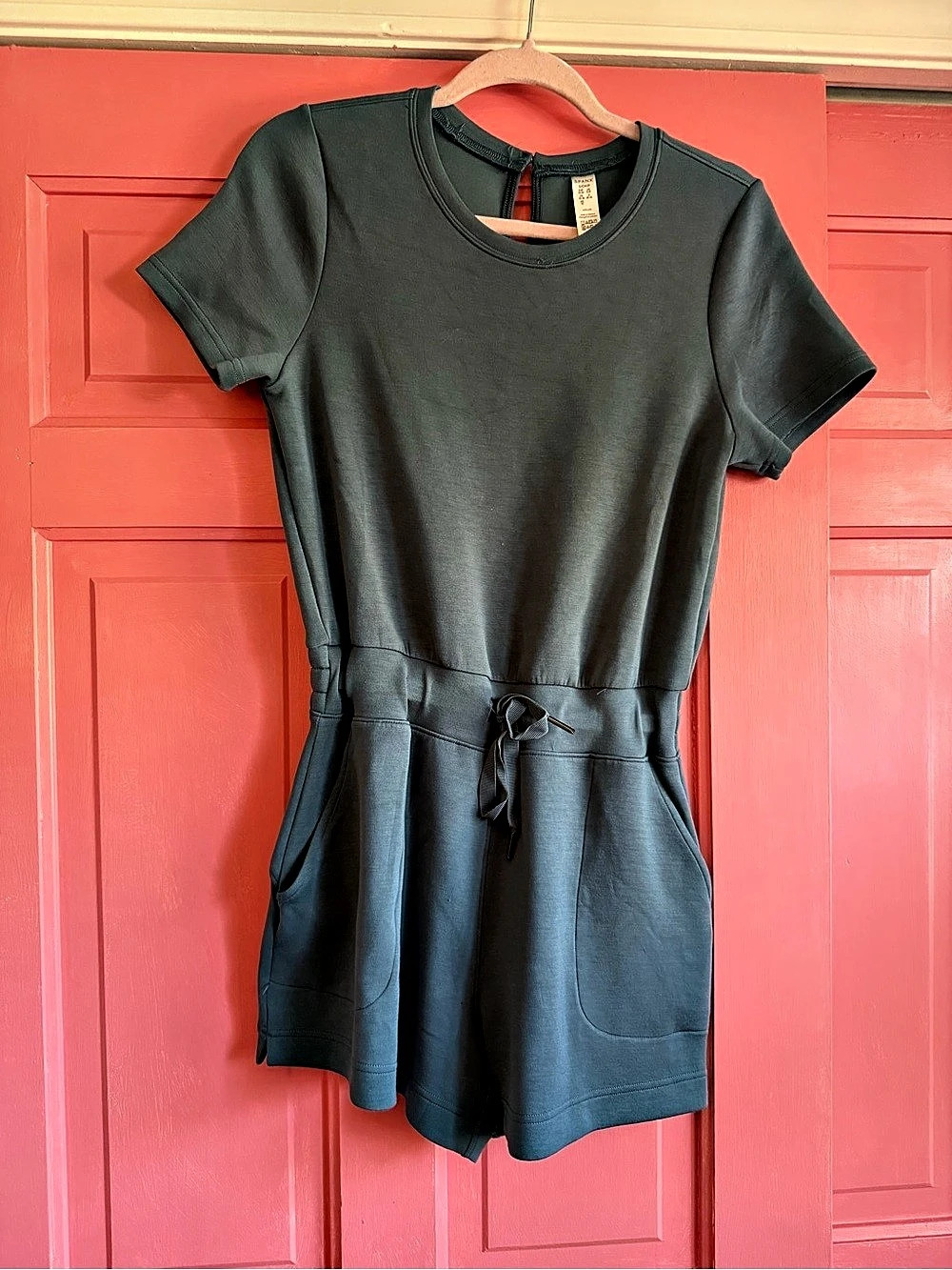 SPANX Air Essentials Short Sleeve Romper Blue Small